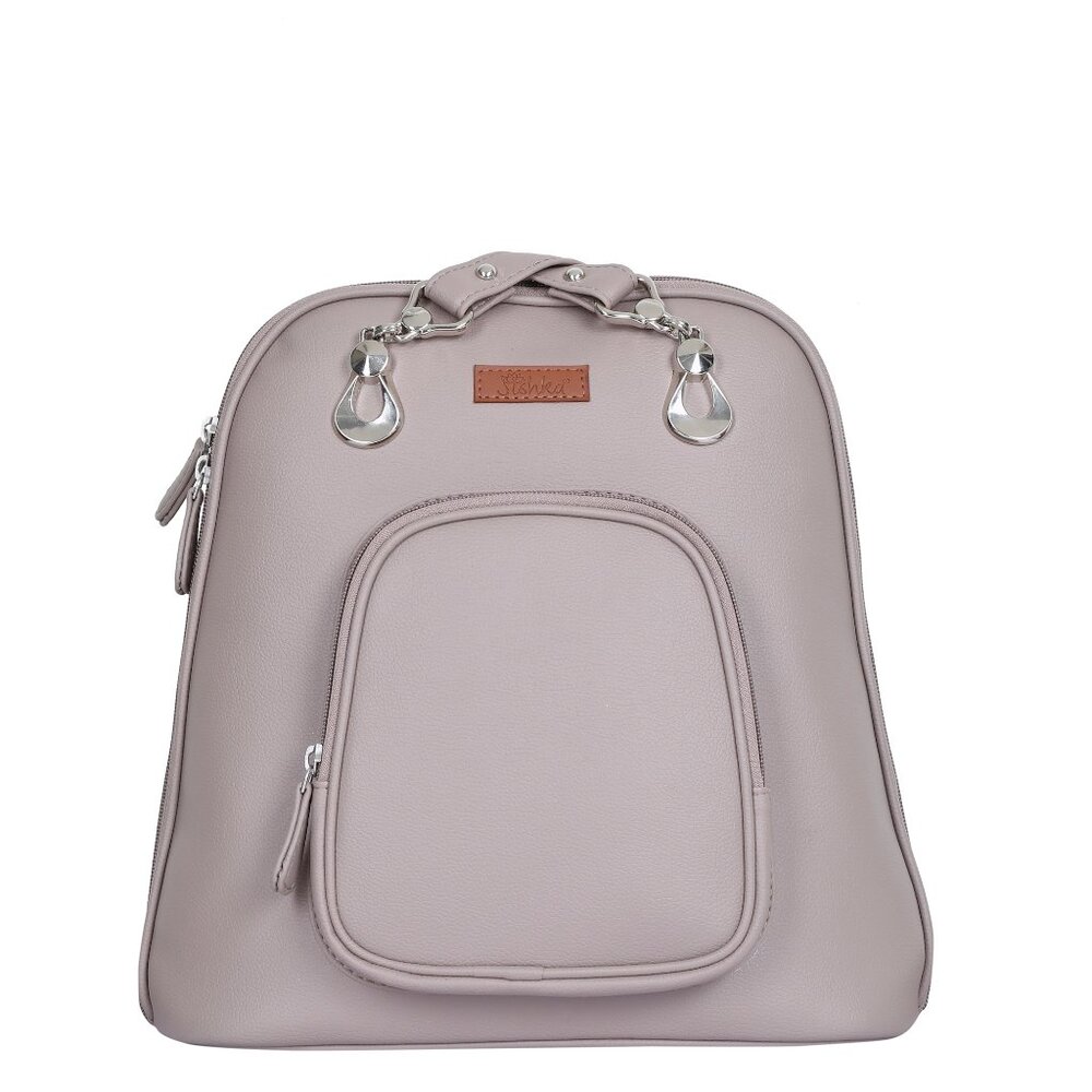 Women’s Mauve Vegan Leather Backpack – Top Handle Daypack